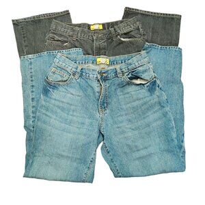 Old Navy Boys Jeans Boot Cut Elastic Waist Adjustor Blue Grey 2 Pair 14 Husky